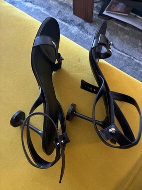 Balenciaga Black Leather Ankle-Strap Heels